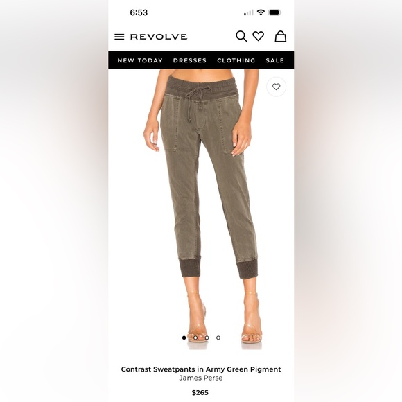 Standard James Perse Contrast Sweatpants in Army Green Pigment Sz 3=L - Picture 10 of 10